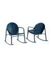 Crosley Griffith 2 Piece Outdoor Rocking Chair Set In Navy
