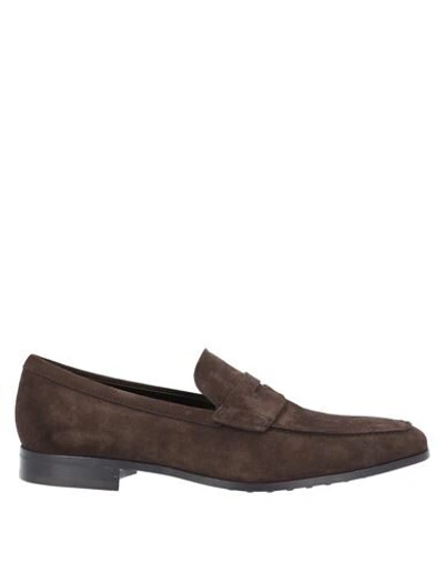 Tod's Tods Mens Dark Brown Gomma Suede Penny Loafers