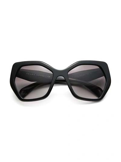 Prada Angular 56mm Pentagonal Sunglasses In Black