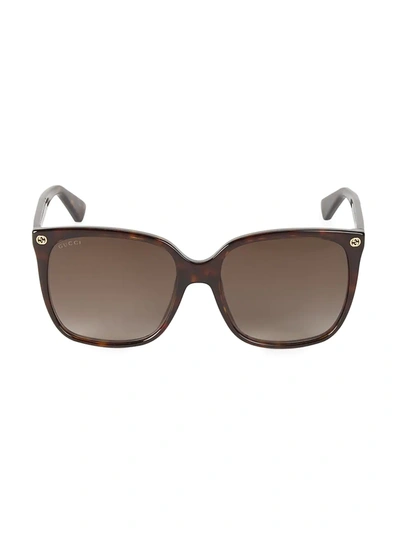 Gucci Square Acetate Sunglasses W/ Interlocking G Detail In Avana