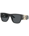 Versace Men's Greca Oversized Square Acetate Sunglasses In Black