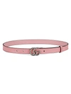 GUCCI WOMEN'S LEATHER BELT WITH DOUBLE G BUCKLE,0400012700656