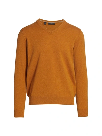 Saks Fifth Avenue Collection V-neck Cashmere Sweater In Mustard
