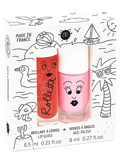 Nailmatic Kids' Girl's Holiday 2-piece Lip Gloss & Nail Polish Duo Set In Gold