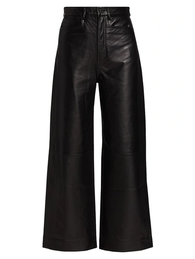 Proenza Schouler White Label Regular-fit Wide-leg High-rise Leather Culottes In Black