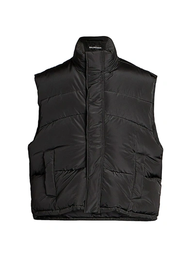 Balenciaga Stand Collar Technical Puff Vest In Black