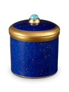 L'objet Lapis-look Limoges Porcelain & 24k Gold Candle In Blue
