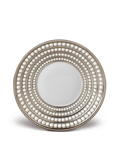 L'objet Perlee Porcelain And Platinum Saucer In Platinum, White