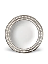 L'objet Perlee Porcelain And Platinum Soup Plate In Platinum, White