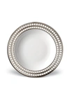 L'objet Perlee Porcelain And Platinum Soup Plate In Platinum/white