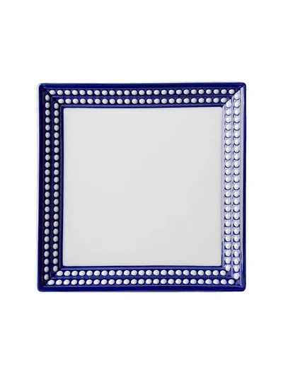 L'objet Perlee Bleu Porcelain Square Tray In Blue