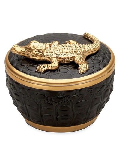L'objet Gold Crocodile Pink Champagne Scented Candle In Black/gold