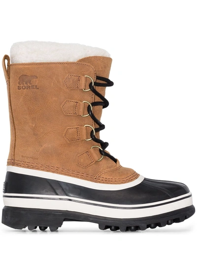 Sorel Caribou Shearling And Nubuck Snow Boots In Brown