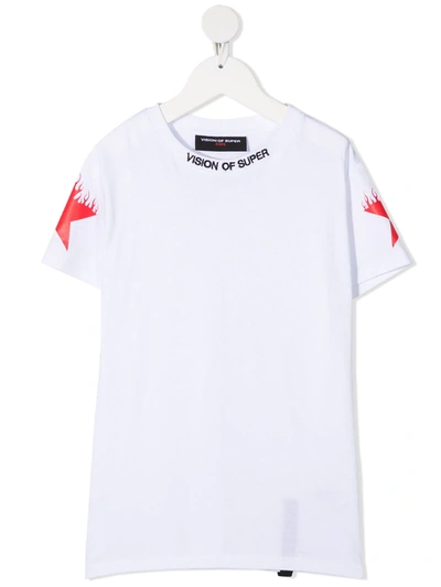 Vision Of Super Teen Star Print Cotton T-shirt In White