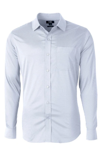 Cutter & Buck Versatech Geo Dobby Classic Fit Button-down Performance Shirt In White/french Blue