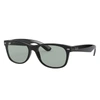Ray Ban New Wayfarer Washed Lenses Sunglasses Shiny Black Frame Grey Lenses 55-18 In Shiny Black