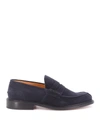 Tricker's Suede Loafers With Round Toe And Penny Strap In Black