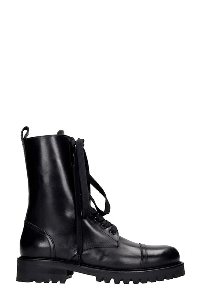 Anna F Combat Boots In Black Leather