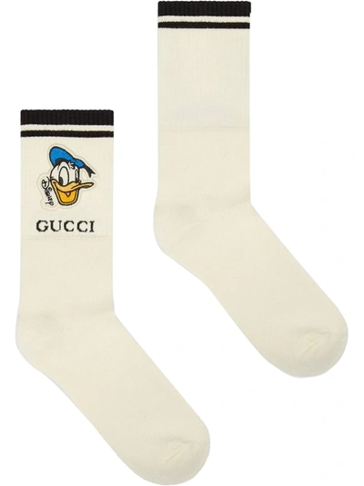 Gucci Disney Logo-jacquard Appliquéd Stretch Cotton-blend Socks In White