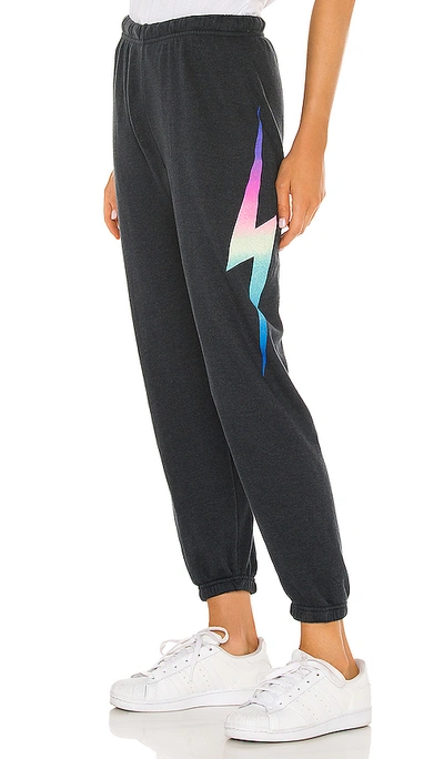 Aviator Nation Bolt Sweatpants In Rainbow Charcoal Pink