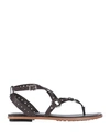 TOD'S TOD'S WOMAN THONG SANDAL DARK BROWN SIZE 7 SOFT LEATHER,11834859BE 5