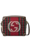 GUCCI INTERLOCKING GG HOUNDSTOOTH SHOULDER BAG