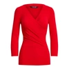 Ralph Lauren Surplice Jersey Top In Lipstick Red