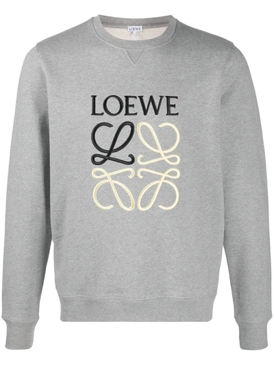 Loewe Anagram-embroidered Cotton-jersey Sweatshirt In Grey