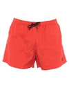 Marcelo Burlon County Of Milan Marcelo Burlon Red/black Cross Logo Swim Shorts In Red