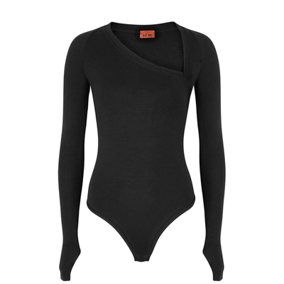 Alix Stratton Asymmetric Stretch-jersey Bodysuit In Black