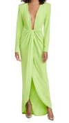 Gauge81 Krasnodar Draped Stretch-jersey Maxi Dress In Bright Lime