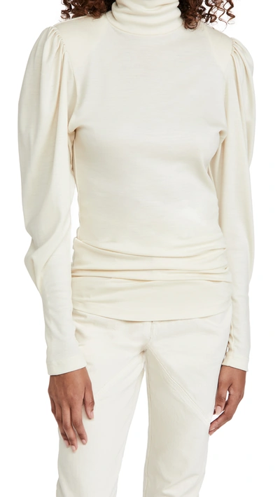 Isabel Marant Gavina Puff-sleeved Wool-jersey Top In Ivory