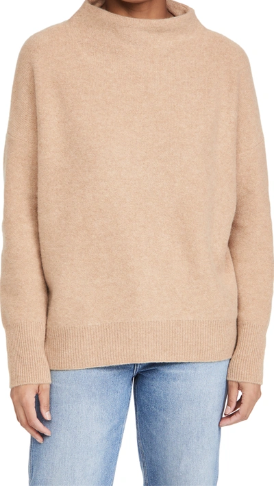 Vince Funnel Neck Boiled Cashmere Jumper In Heather Desert Clay