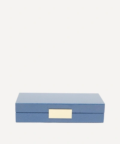 Addison Ross Blue Shagreen Box In Gold
