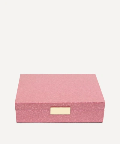 Addison Ross Pink Shagreen Box In Gold