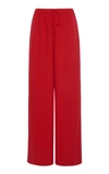 Valentino Women's Drawstring Silk Cady Wide-leg Pants In Red,pink