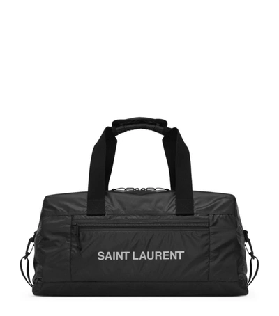 Saint Laurent Camouflage Logo Duffle Bag In Camkaki Bianene