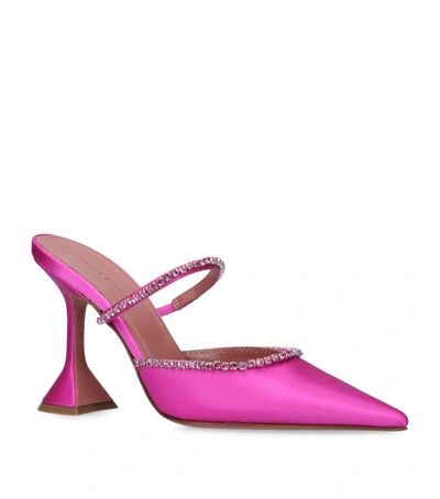 Amina Muaddi Pink And Crystals Gilda Mule Sandals