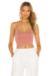 Free People X Revolve Ribbed V Neck Brami Tank In Ash Rose