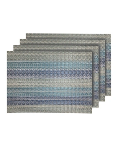 Dainty Home Yorkshire Woven Textilene Waterproof, Heat & Stain Resistant Washable 13" X 19" Placemat - Set Of 4 In Blue