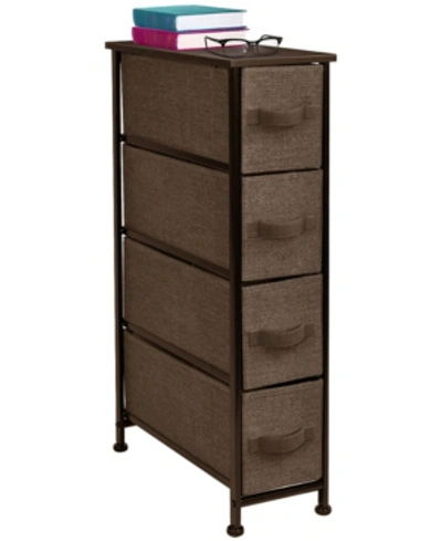 Sorbus Narrow Dresser Tower With 4 Drawers In Brown