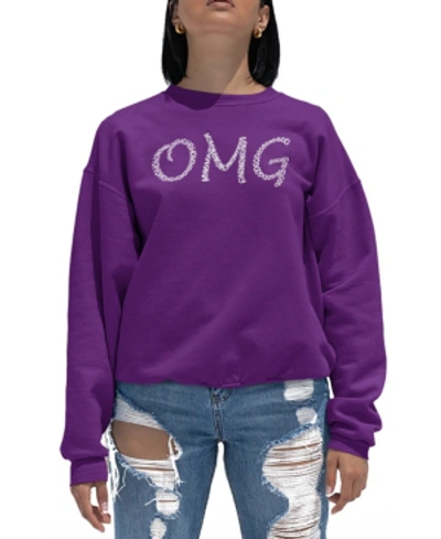 La Pop Art Women's Word Art Crewneck Omg Sweatshirt In Purple