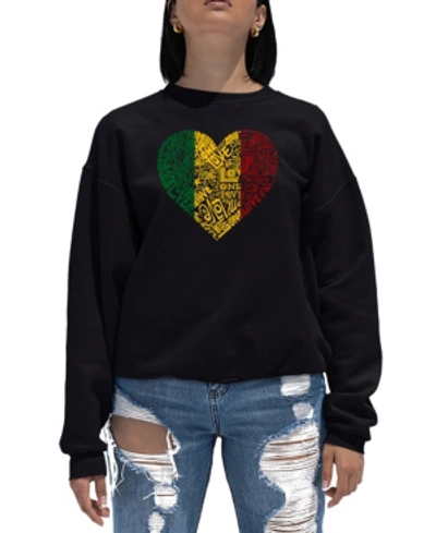 La Pop Art Women's Word Art Crewneck One Love Heart Sweatshirt In Black