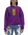 La Pop Art Women's Word Art Crewneck One Love Heart Sweatshirt In Purple