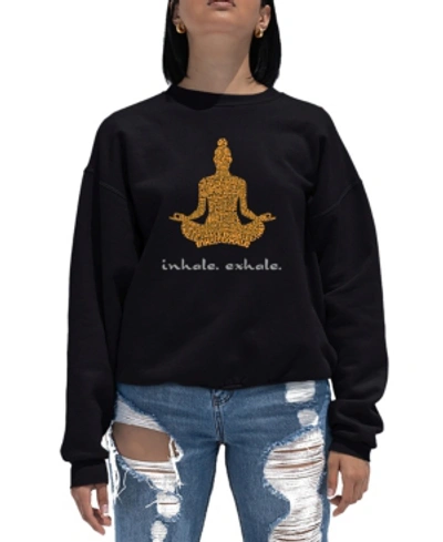 La Pop Art Women's Word Art Crewneck Inhale Exhale Sweatshirt In Black