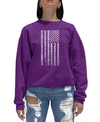 La Pop Art Women's Word Art Crewneck National Anthem Flag Sweatshirt In Purple