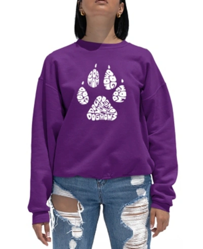 La Pop Art Women's Word Art Crewneck Dog Mom Sweatshirt In Purple