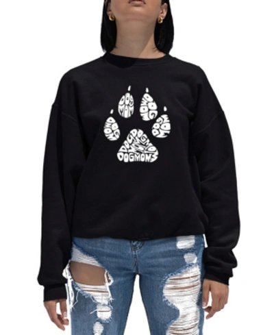 La Pop Art Women's Word Art Crewneck Dog Mom Sweatshirt In Black