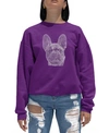 La Pop Art Women's Word Art Crewneck French Bulldog Sweatshirt In Purple