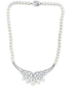 ARABELLA CULTURED FRESHWATER PEARL (6-8-1/2MM) & CUBIC ZIRCONIA 17" STATEMENT NECKLACE IN STERLING SILVER